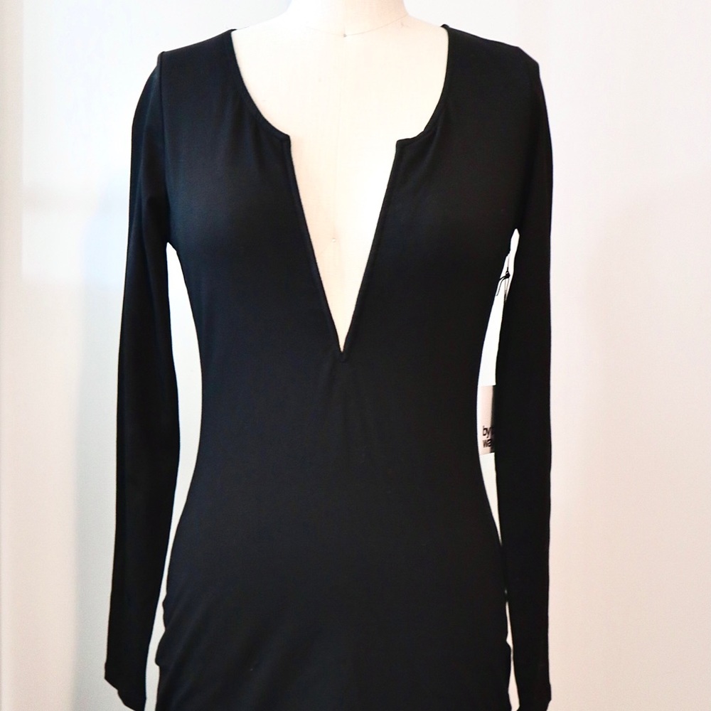 Black Dress with Plunging Neckline